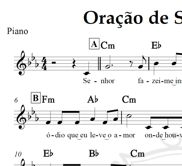 Oração de São Francisco - Piano/Vocal