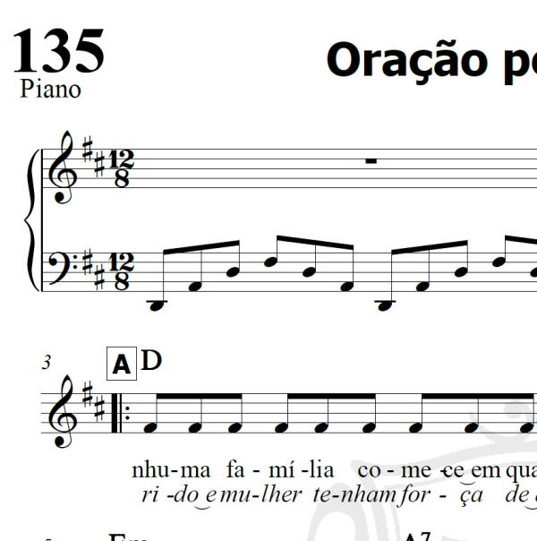 Oração pela família - Padre Zezinho - Piano/Vocal