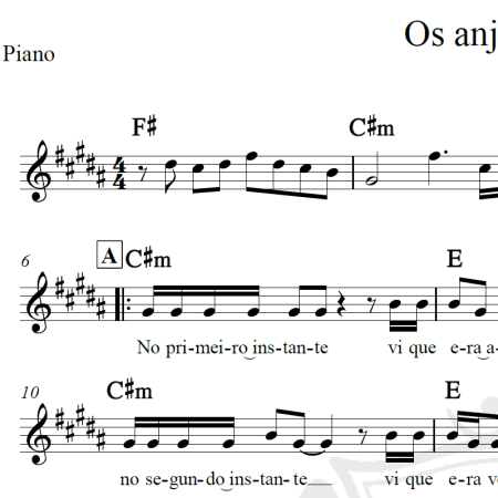 Os anjos cantam - Jorge e Mateus - Piano/Vocal