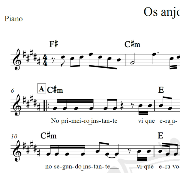 Os anjos cantam - Jorge e Mateus - Piano/Vocal