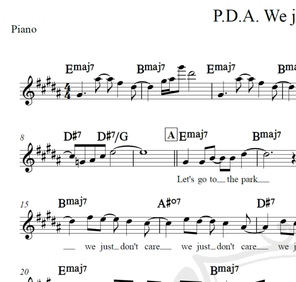P.D.A. We just don't care - John Legend - Piano/Vocal