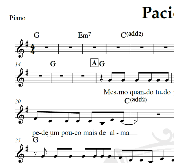 Paciência - Lenine - Piano/Vocal