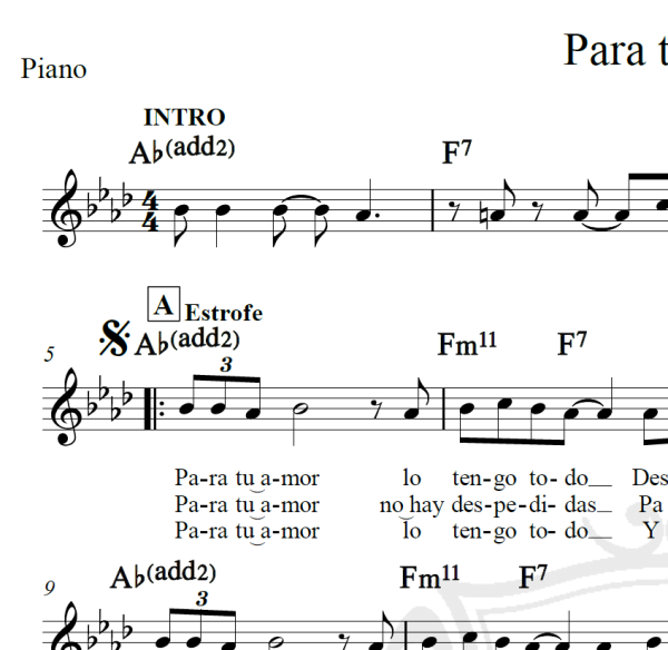 Para tu amor - Juanes - Piano/Vocal