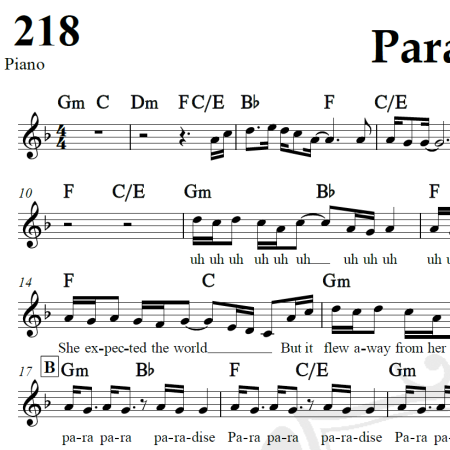 Paradise - Coldplay - Piano/Vocal