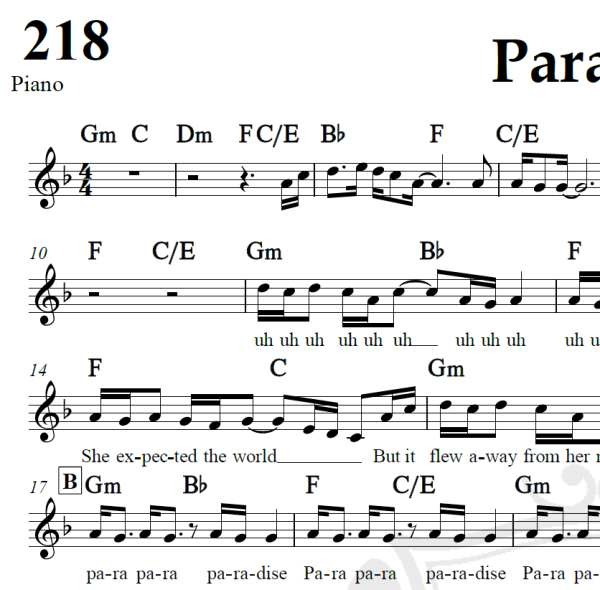 Paradise - Coldplay - Piano/Vocal