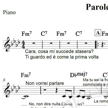 Parole parole - Mina Mazzini - Piano/Vocal
