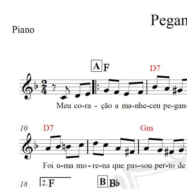 Pegando fogo - Piano/Vocal