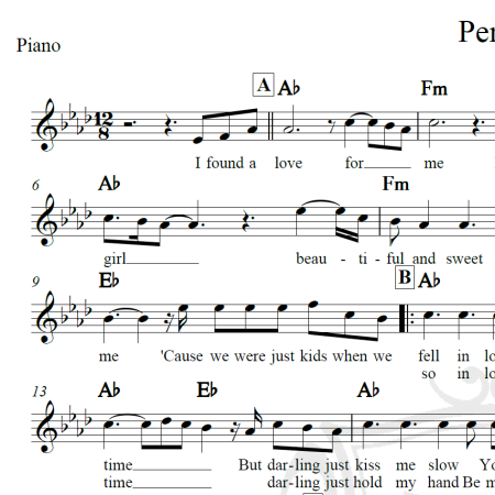 Perfect - Ed Sheeran - Piano/Vocal