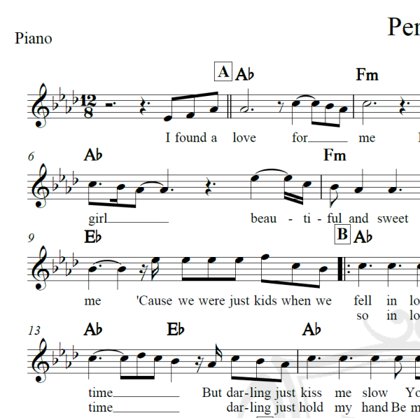Perfect - Ed Sheeran - Piano/Vocal