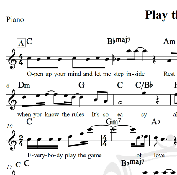 Play the game - Queen - Piano/Vocal