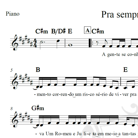 Pra sempre com você - Jorge e Mateus - Piano/Vocal