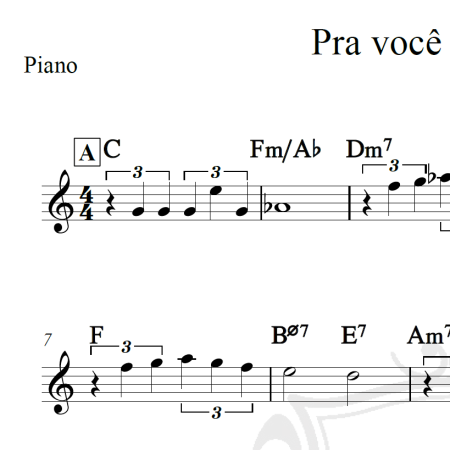 Pra você eu guardei - Piano