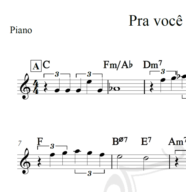 Pra você eu guardei - Piano