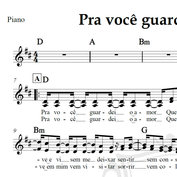 Pra você guardei o meu amor - Nando Reis - Piano/Vocal