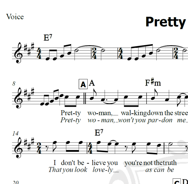 Pretty Woman - Roy Orbinson - Piano/Vocal