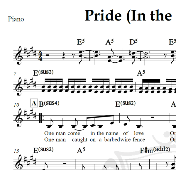 Pride (In the name of love) - U2 - Piano/Vocal