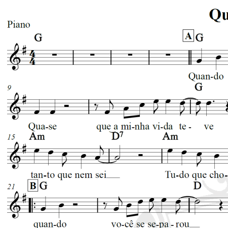 Quando - Roberto Carlos - Piano/Vocal