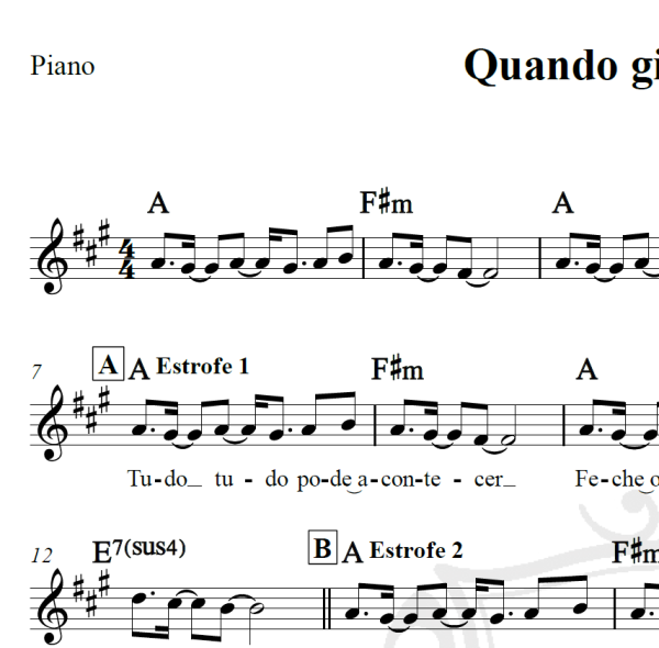 Quando gira o mundo - Fábio Júnior - Piano/Vocal