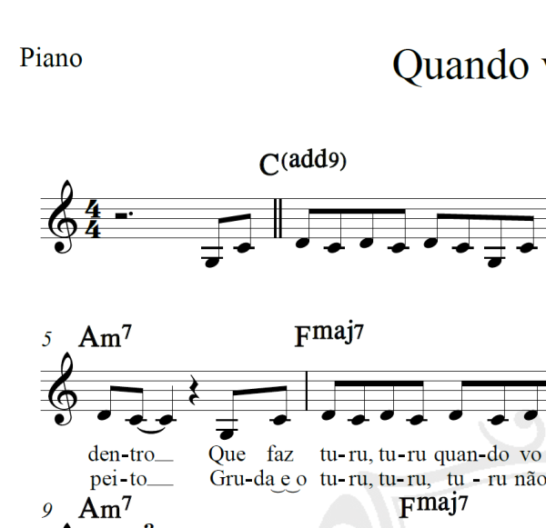 Quando você passa (Turu turu) - Sandy e Júnior - Piano/Vocal