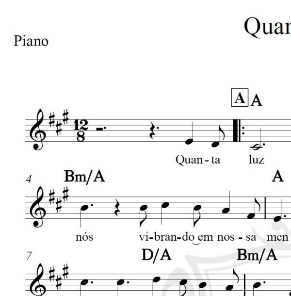 Quanta luz - Piano/Vocal
