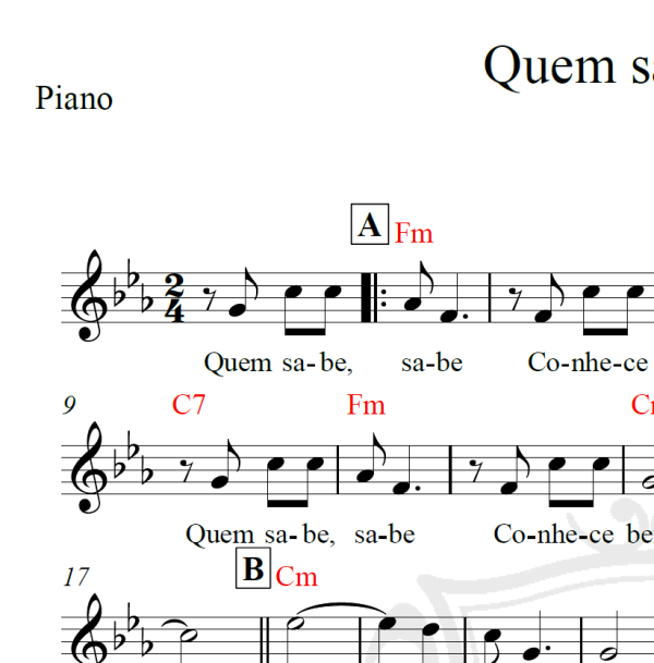 Quem sabe, sabe - Piano/Vocal