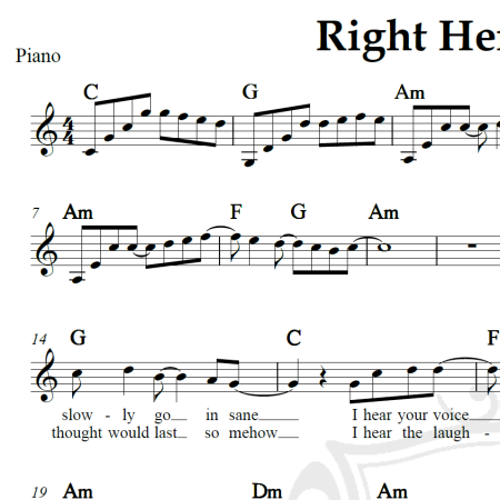 Right Here Waiting - Richard Marx - Piano/Vocal