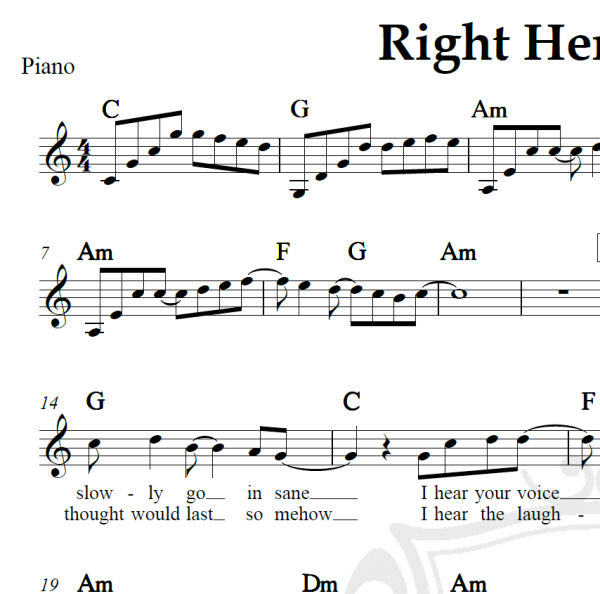 Right Here Waiting - Richard Marx - Piano/Vocal