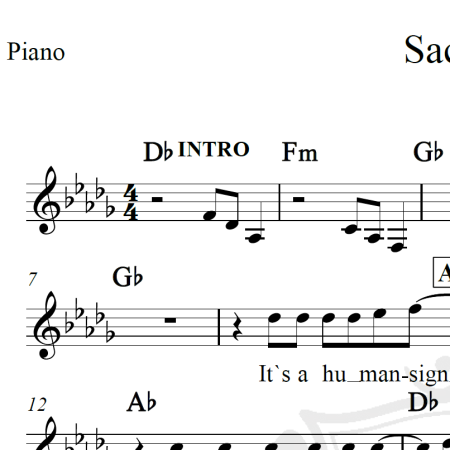 Sacrifice - Elton John - Piano/Vocal