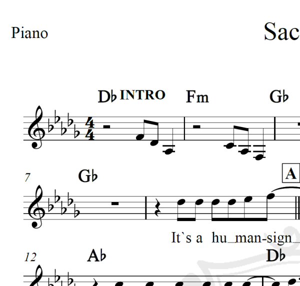 Sacrifice - Elton John - Piano/Vocal