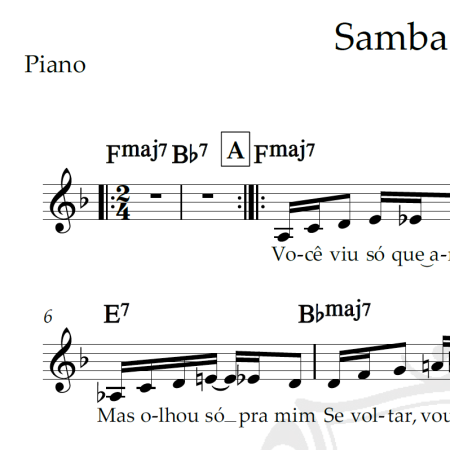 Samba de Verão - Piano/Vocal