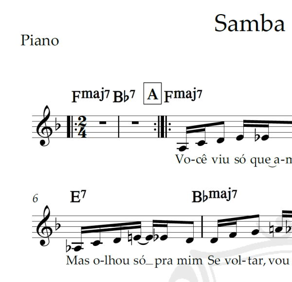 Samba de Verão - Piano/Vocal