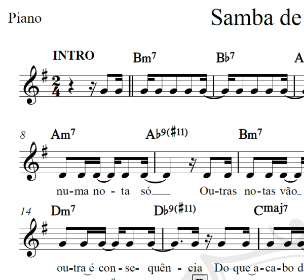 Samba de uma nota só - Tom Jobim - Piano/Vocal