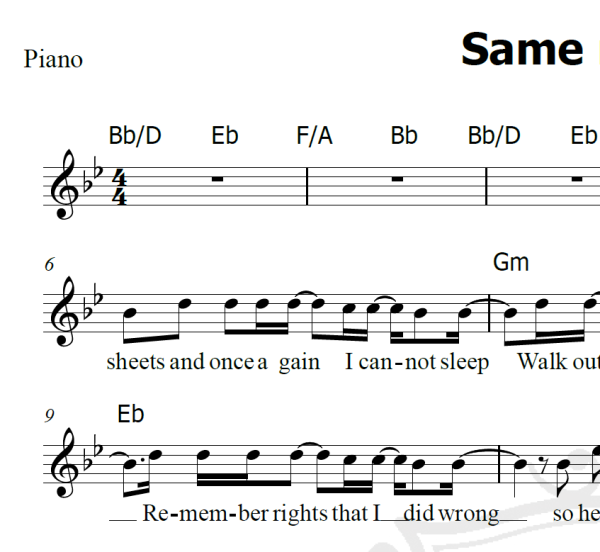 Same mistake - James Blunt - Piano/Vocal