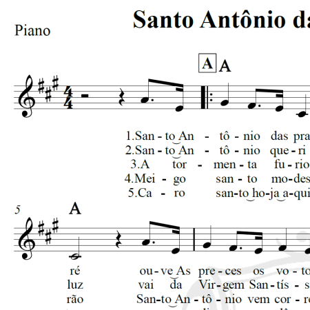 Santo Antônio das Praias de Santos - Piano/Vocal