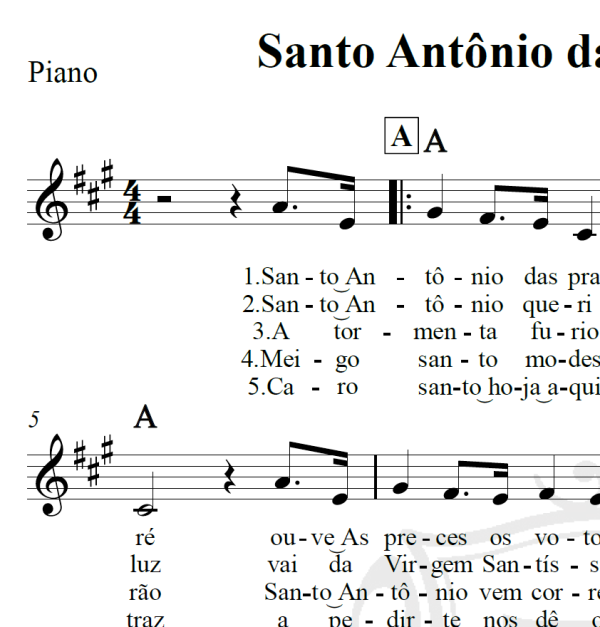 Santo Antônio das Praias de Santos - Piano/Vocal