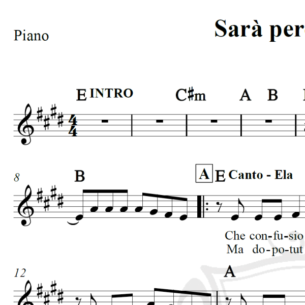 Sarà perché ti amo - Ricchi e Poveri - Piano/Vocal