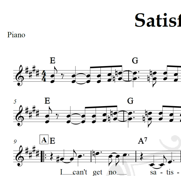 Satisfaction - Rolling Stones - Piano/Vocal