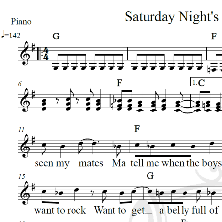 Saturday Night's Alright for fighting - Elton John - Piano/Vocal