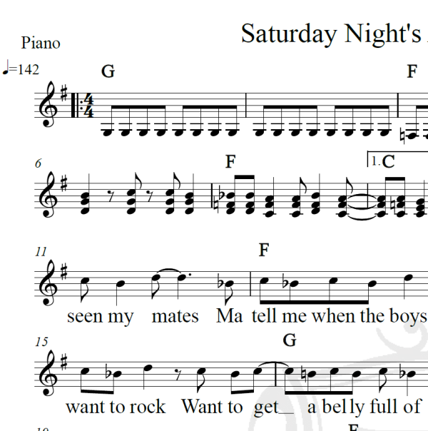 Saturday Night's Alright for fighting - Elton John - Piano/Vocal
