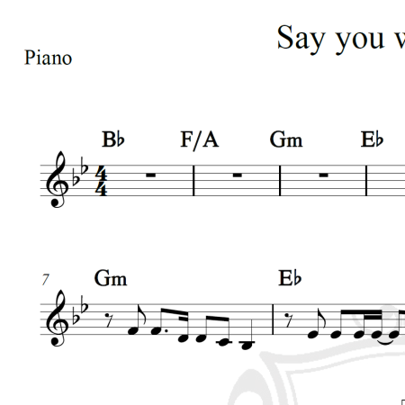 Say you won't let go - James Arthur - Piano
