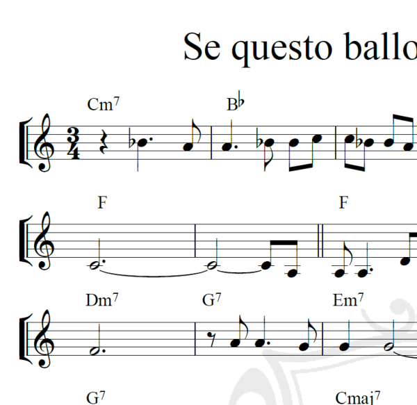 Se questo ballo non finisse mai - Piano