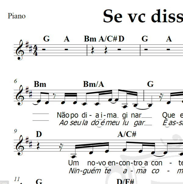 Se vc disser que sim - Franciele - Piano/Vocal