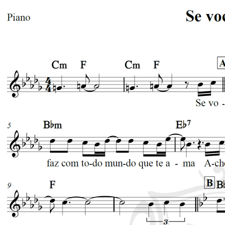 Se você pensa - Roberto Carlos - Piano/Vocal