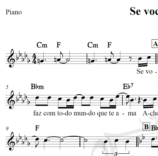 Se você pensa - Roberto Carlos - Piano/Vocal