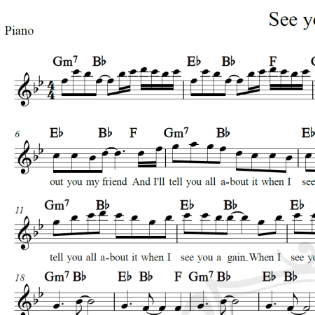 See you again - Wiz Khalifa - Piano/Vocal