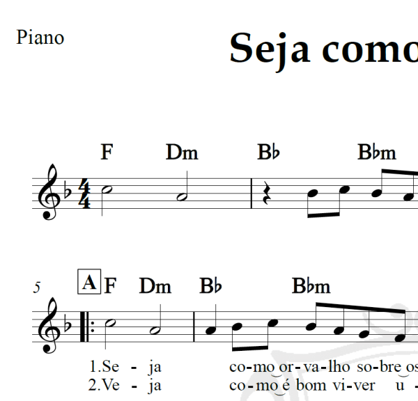 Seja como o orvalho - Piano/Vocal