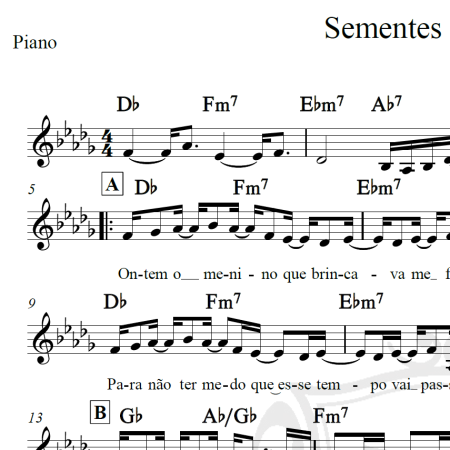 Sementes do amanhã - Erasmo Carlos - Piano/Vocal