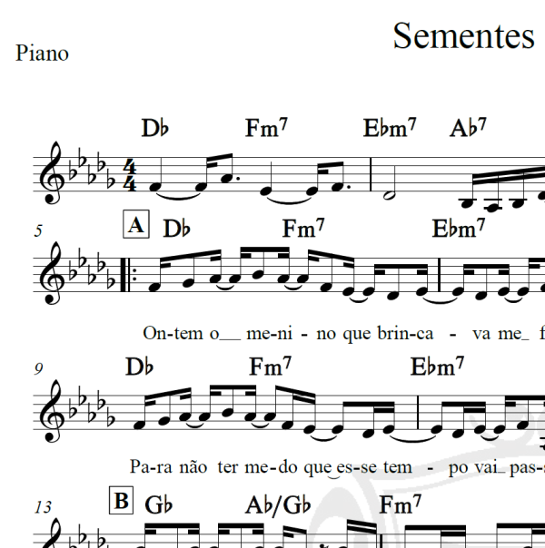 Sementes do amanhã - Erasmo Carlos - Piano/Vocal