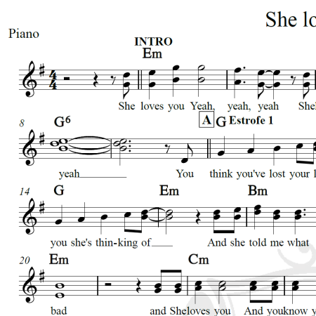 She loves you - The Beatles - Piano/Vocal