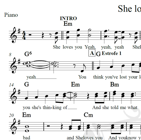 She loves you - The Beatles - Piano/Vocal